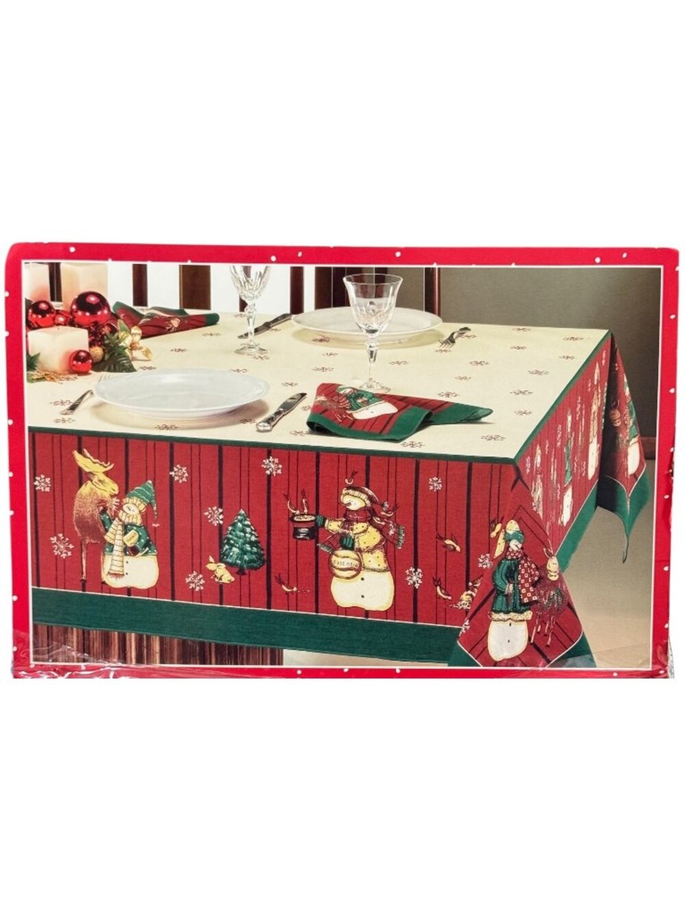 Dillards Trimmings Christmas Snowmates 52"x52" Snowmen 100% Cotton Tablecloth